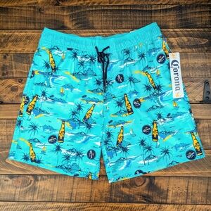Corona Beer Board Swim Trunks Size M (32/34) Inside Lining Side/Back Pockets NWT